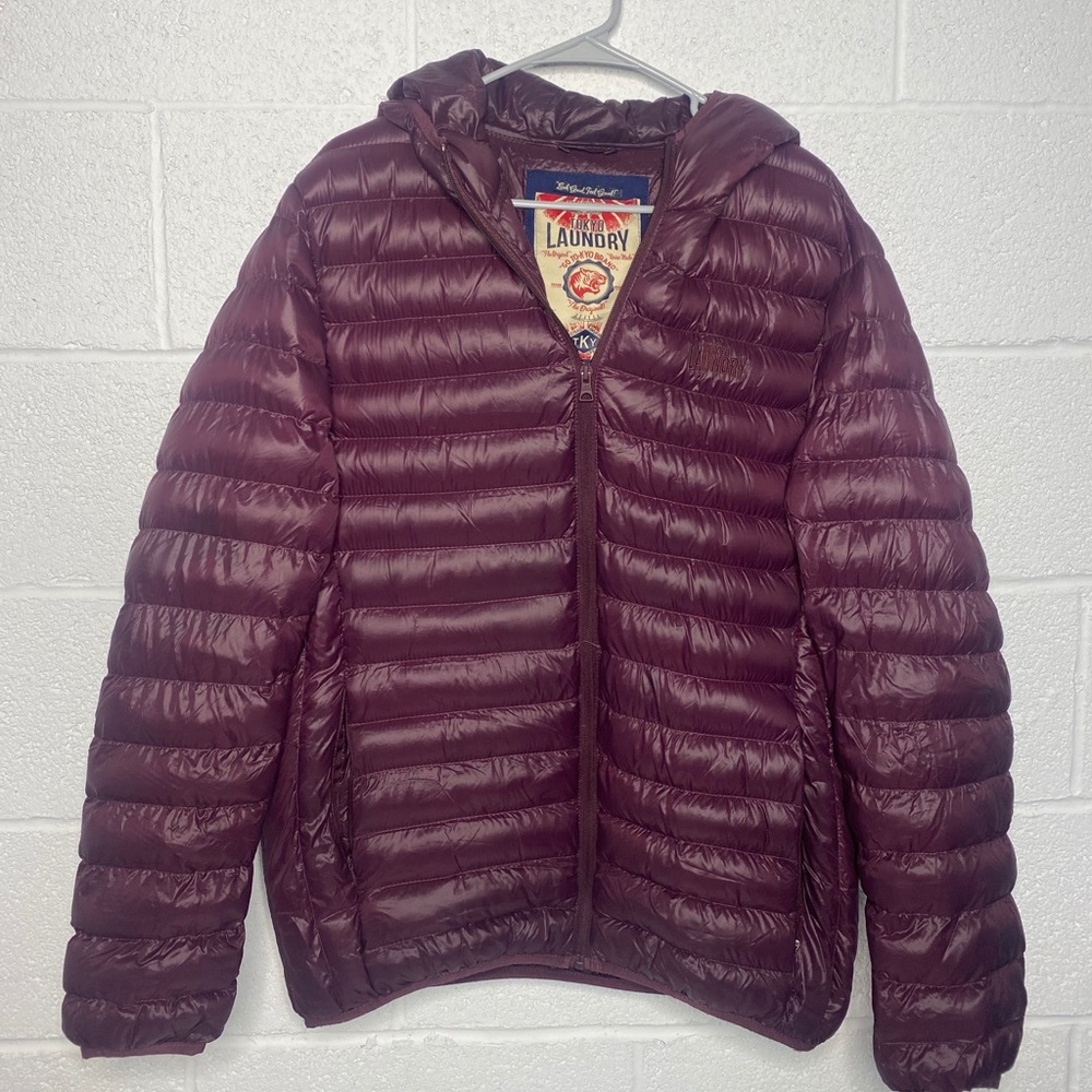 Tokyo laundry maroon puffer jacket